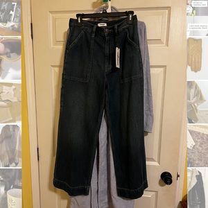 NWT Wrangler Utility Crop Wide-Leg Medium-Wash Jeans size 27